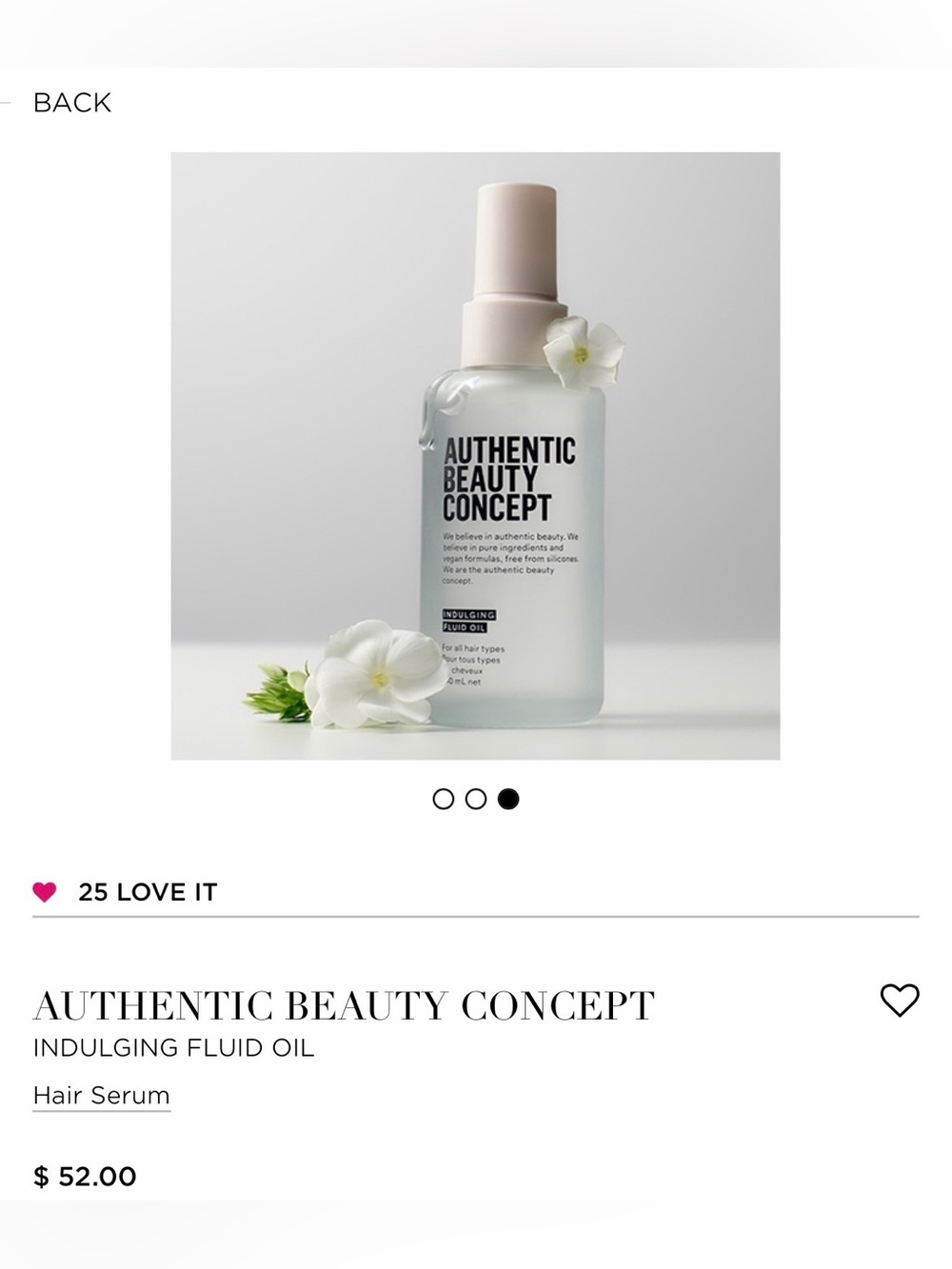 Authentic Beauty Concept Indulging Fluid Oil - Frosted Clear Bottle